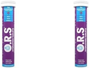 O.R.S Hydration Tablets with Electrolytes, Vegan, Gluten and Lactose Free Formula – Soluble Sports Hydration Tablets with Natural Blackcurrant Flavour, 24 Tablets (Pack of 2)