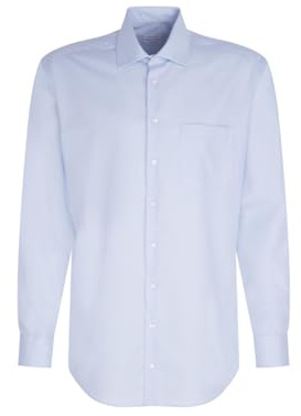 Seidensticker Camicia da Uomo Business – Comfort Fit – Non necessita di Stiratura – Colletto Kent – Manica Corta – 100% Cotone, Azzurro, 55