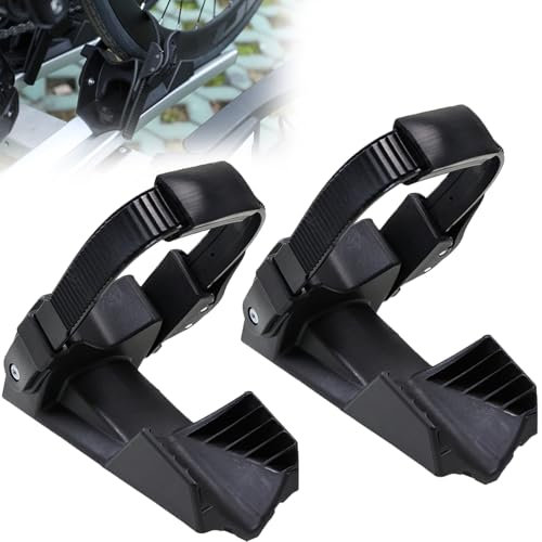 Sorlpv Fahrradträger Zubehör, 2 PCS Radstopper für Breite Reifen bis zu 2,35 Zoll, Spannband mit Ratsche und Spannhebel und Schutzgummi für Sensible Felgen