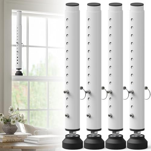 Gadgetzan Paquete de 4 barras de seguridad ajustables para ventana de 11 a 18 pulgadas, barra deslizante corta portátil para seguridad infantil/antirrobo, bloqueo de seguridad de ventana con base de