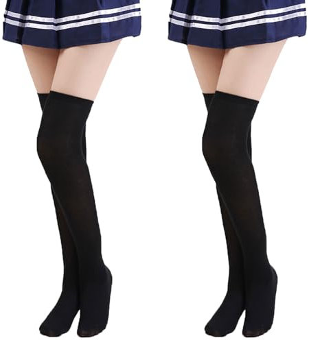 SSKHE 2 Paar extra lange Socken Oberschenkelhohe Baumwollsocken Oberschenkelhohe Socken für Frauen Mädchen Oberschenkelhohe Beinwärmer Strümpfe Stiefelsocken für Frauen Mädchen über Knie Beinwärmer