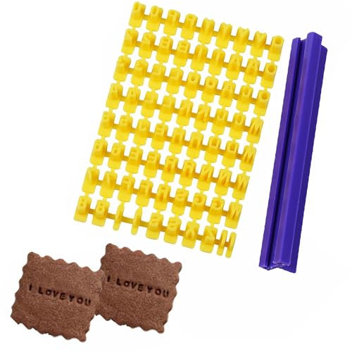 72 PCS Letter Stamps Set,Letter Stamps for Clay,Yellow Plastic Cookie Stamp,Baking Mold Fondant Letter Stamps,Alphanumeric Symbol Stamp Tool,for Making Cookies Letters,DIY Clay Cakes Baking.