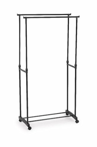 PARENCE.- Appendiabiti doppio con ruote - Alluminio e plastica - Doppia barra e scarpiera - Regolabile fino a 160 cm