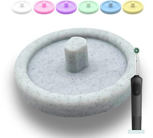 Electric Toothbrush Stand For Major Brand with Circle Drip Tray (Single) (Marble)