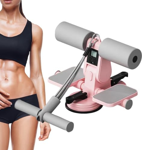 Barra de abdominales – Barra de abdominal, máquina multifuncional de ejercicio de piernas para gimnasio en casa, máquina de entrenamiento de abdominales con ventosas y cuerda de tracción para