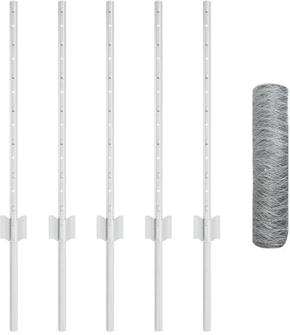 vidaXL Sexkantigt staket med stolpe 10 x 0,5 m Galvaniserat stål Mesh