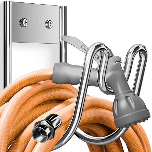 Josmimic Soporte para Manguera de Acero Inoxidable 304 : Soporte de Pared para Manguera de Jardín – Colgador para Manguera de Agua, Cable de Extensión y Manguera de Aspiradora | 2 Unidades