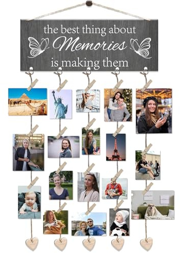 KLVGTIFS Colgar Fotos con Pinzas, Personalizados Portafotos Multiples Pared, Colgar Fotos con 20 Pinzas, Decoración del Hogar, Colgante Foto Mural Pared Collage, Decoraciones, Impresos y Arte