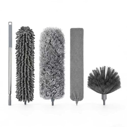 5 PCS Feather Duster with Extra-Long 110-Inch Extension Pole, Dusting Brush