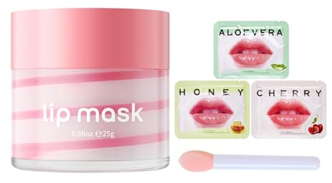 Masque à lèvres au collagène à la fraise, raffermissant et hydratant, parfum fraise pour lèvres sèches, soin intensif pour repulper les lèvres douces et pulpeuses