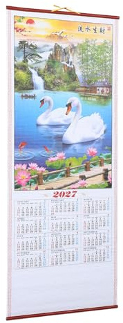 Gadpiparty Chinese Calendar 2027 Zodiac Goat Feng Shui Wall Scroll Calendar Paper Material with Vibrant Design for Spring Festival and Workplaces, Resist Fade and Preserve Special Memories