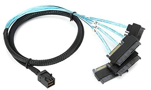 Cocoarm Cable Adaptador Mini SAS Cable de Servidor Interno de 1 Metro SFF 8643 a 4x SFF 8482 Proceso de Moldeado de 29 Pines 6 Gbps por Canal para Conexión de Disco Duro de Computadora Individual