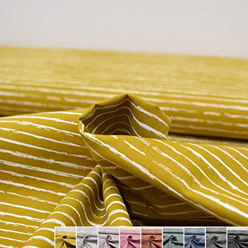 MAGAM-Stoffe Lina Streifen Baumwollstoff Oeko-Tex Meterware 50cm (1. Senf)