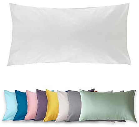 SALAD HOUSE Kissenbezug 40 x 80cm, 400TC 100% Baumwolle Satin, Superweicher Kopfkissenbezug Kissenhülle Ägyptische Extra-Langstapeliger Bettkissenbezug Pillowcase (Pearl White mit Reißverschluss)