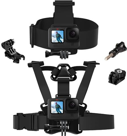 TELESIN Action-Kamera kopfgurt und Brustgurt Kamera Halterung Zubehör Kit Kompatibel mit GoPro 13/12/11/10/9/8/7+ DJI Action 5 Pro 4/3/2 Insta und die meisten Action-Kameras
