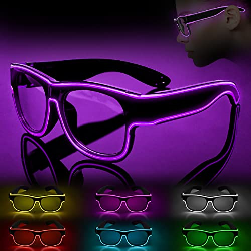 Ainiv Gafas Luminosas Aviador, Gafas de Cumpleaños, Accesorio Divertido, Decoraciones para Fiestas de Adultos, para el Partido, Cumpleaños, de la Graduación, Accesorios Fiesta Navidad(Morado)