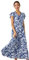 Roman Originals Shirred Empire Waist Dress for Women UK Ladies Midi Maxi Summer Spring Tiered Frill Hem Short Sleeve V Neck Button Through Boho Bohemian Holiday Cruise - Navy & White - Size 12