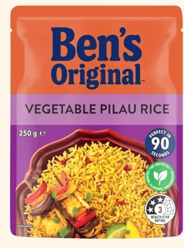 6 x ORIGINAL Vegetable Pilau Microwave Rice Pouch 250g Delicious Tasty And Twisty Treat Gift Hamper For Birthday,Christmas,Easter