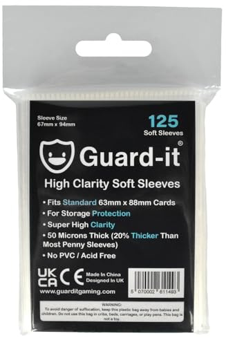 Guard-it - 125 High Clarity Penny Sleeves - 50 Micron Standard Size Soft Card Sleeves for Pokemon, Magic The Gathering and Sports Cards