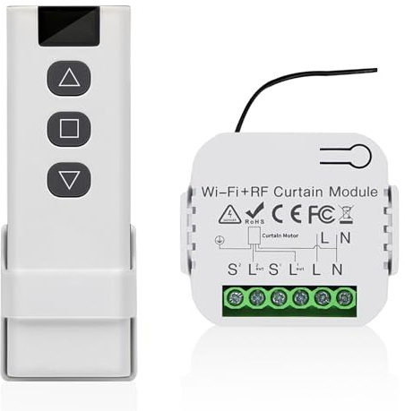 Electric Roller Blind Control Set, WiFi Roller Shutter Controller Module with 433Mhz RF Remote Control, Wireless Electric Rolling Shutter Remote Control Switch For Curtains