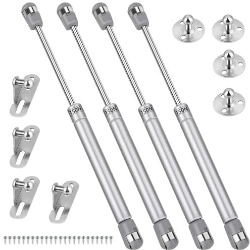 4 amortiguadores hidráulicos muebles cocina 150N 15KG - pistones para puertas de armario y canapé - amortiguadores de acero resistentes para muebles y uso industrial