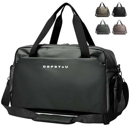 DBPBToU Sporttasche Damen Herren, Reisetasche mit Schuhfach und Nassfach, Expandierbare Reisetasche am Boden, wasserdichte Weekender Bag Handgepäck Tasche (Grün)