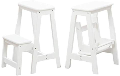 Taburete plegable portátil – Escalera de madera para silla alta – Taburete multifuncional de madera para uso en interiores – Asiento de seguridad y banco de zapatos para cocina y hogar