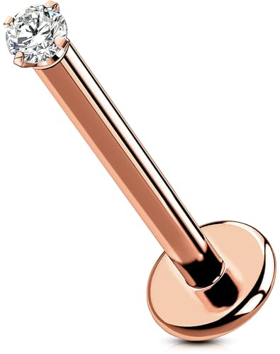 OUFER Body Piercing 16G/18G/20G Lip Labret Nose Studs Bars Titanium Nostril Piercing Jewellery Threadless Helix Tragus Conch Piercings Push in CZ Cartilage Flat Back Earrings 5/6/8/10/12mm
