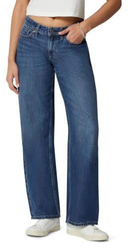 Amazon Essentials Women's Ultra-Soft Low-Rise Wide-Leg Jeans