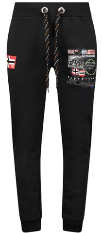 Geographical Norway Meographe EO Uomo 100 (WW5807H/GNO/Nero) Pantaloni sportivi neri da uomo, per la corsa, comodi, con coulisse 3XL, Nero , S