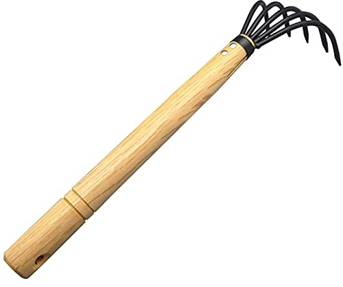 Rastrello per foglie da prato, Mini rastrello in acciaio for trapiantare il giardino, a mano, strumento di scavo portatile a 5 artigli