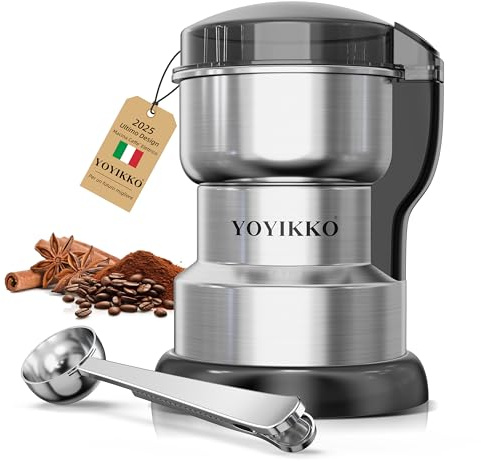Macina Caffe' Elettrico 300W, Macinacaffè, Macinatura Regolabile Macina Caffe per Espresso/Gocciolamento/Versamento. Macinacaffè Per caffè, spezie e altri alimenti (Argento-210)