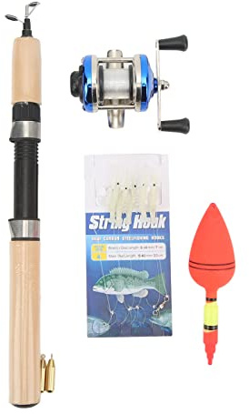 CHICIRIS Juego de Cañas de Pescar en Hielo, Caña de Pescar en Hielo de 75 Cm con Carrete de Metal y Flotador de Alta Visibilidad, Kit Completo de Pesca de Invierno con Anzuelo y Plomos de Cobre para