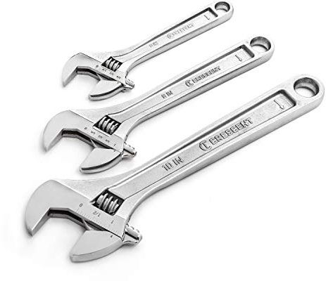 Crescent 3 Pc. Adjustable Wrench Set 6, 8 & 10 - Mechanical & Plumbing Wrenches - With Larger Knurl & Hex Jaw - Chrome Plated to Resist Rust & Corrosion - Reduces Fatigue - Hand Tools - AC3PC