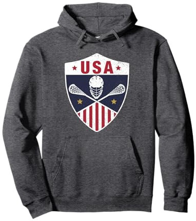 Retro American Lacrosse I Proud USA Lax Player Gift Pullover Hoodie Small