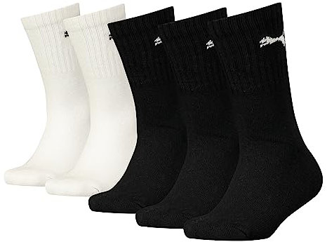 PUMA Unisex Kinder Crew Socken, Schwarz / Weiß, 35-38 EU