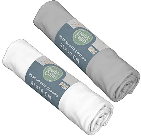 babyCalin Bio - Juego de 2 sábanas bajeras de cuna orgánicas 83x50 cm