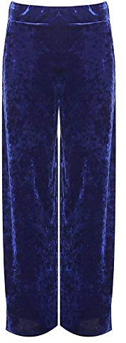 Womens Wide Leg Velour Velvet Elasticated Side Pockets Warm Pants 12-26, M/L 12-14, Royal Blue