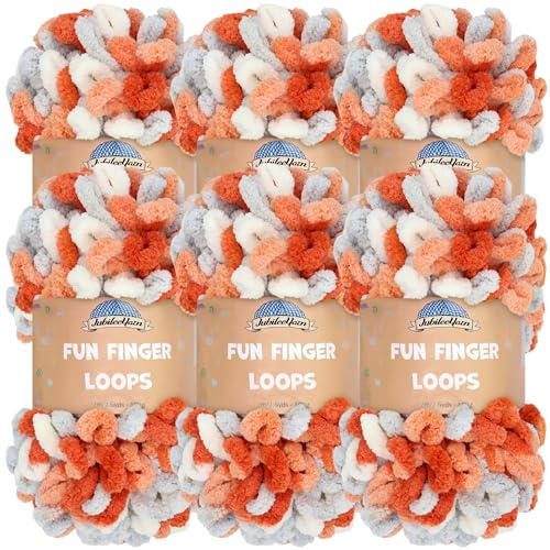 JubileeGarn med roliga fingerslingor – polyester jumbo viktögla – 100 g/skein – Ares – 6 nystan