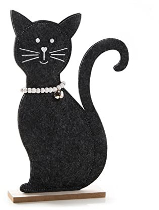 Logbuch-Verlag kleine Schwarze Katze 18 cm Kater schwarz-weiß Dekokatze als Geschenk für Katzenfreunde