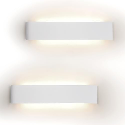Mille Lucciole Applique da parete Interno 24W Lampada da Parete Moderno 2880LM Applique LED 4500K Bianco Neutro Lampada da Parete LED 41CM Lampada a Muro Per Soggiorno Camera da Letto【2 Pezzi Bianco】