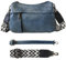 ehsbuy Tasche mit Breitem Schultergurt Leder Umhängetasche Damen Kleine Bauchtasche Damen Stylisch Cross-Body Bags Multi Pochette Moderne Taschen mit 2 Austauschbarem Gurt