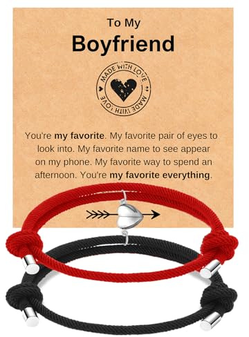 TERRISHE Pulseras de Pareja Magnética de corazón, Regalos de Pareja para Él, Novia, Novio, Trenzados a Mano, Cuerda a Juego, Pulseras de Aniversario, Regalo de Cumpleaños, Navidad, día de San Valentín