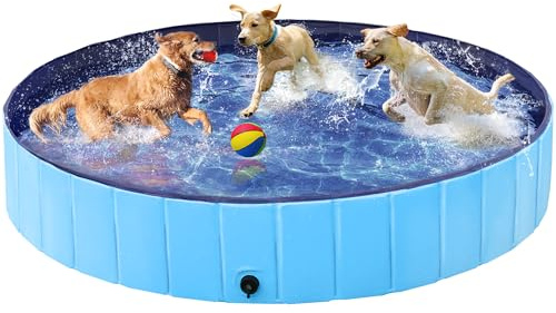 Yaheetech Piscine Chien Pliable 180 x 30cm Baignoire pour Chien/Chat Bleu
