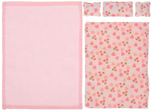 Dollhouse -Bettwäsche 1 Set 1/12 Puppenbettwäsche enthalten Bettblatt, Quilt und 3 Kissen realistische entzückende DIY Dollhouse Miniaturen, Puppenhauszubehör