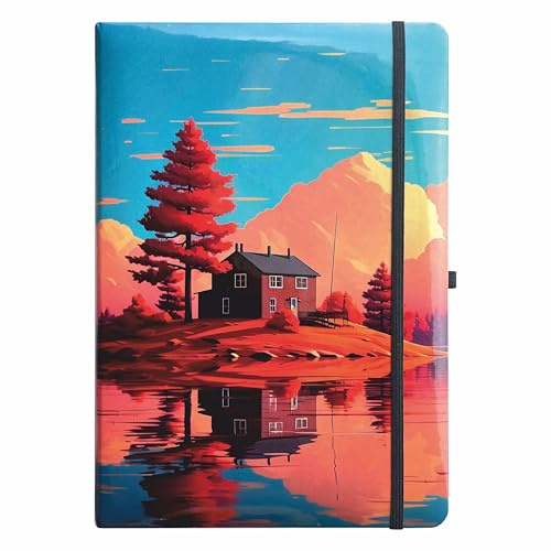 Anupam A5 Lyv Journal Notebook | 192 Pages | College Ruled Notebook | 80 Gsm Paper with Elegant Silver Edging And Metallic Finish| Elastic Closure and Pen Loop (Print 4)