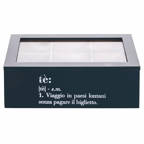 Villa d'Este Home Tivoli Boîte à thé et tisanes, 6 fentes intérieures, bleu, Victionary