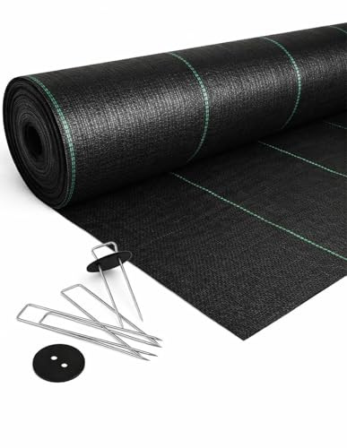 Jardin202 - Malla Antihierbas (Negro) 120gr | Resistente Estabilizada UV | Malla contra Las Malas Hierbas | 2 x 10 m + 20 Anclajes -