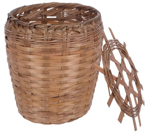 Amosfun Cestino in Paglia Intrecciata Per Spazzatura Piccolo Cestino in Paglia Per Bagno Per Organizzazione Per Rifiuti Vintage Per Riciclaggio