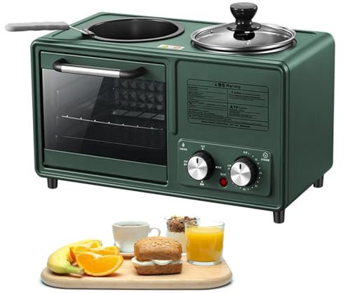 Elektrisk multifunktionell frukostmaskin med 1,2L kokkärl, 8L bakyta med stor kapacitet, non-stick stekpanna Dubbel temperaturkontroll